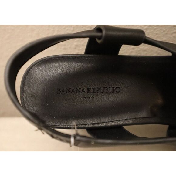 Banana Republic 888144 Women Sz 8.5 Black Leather Crossover Heeled Sandals - Picture 11 of 13